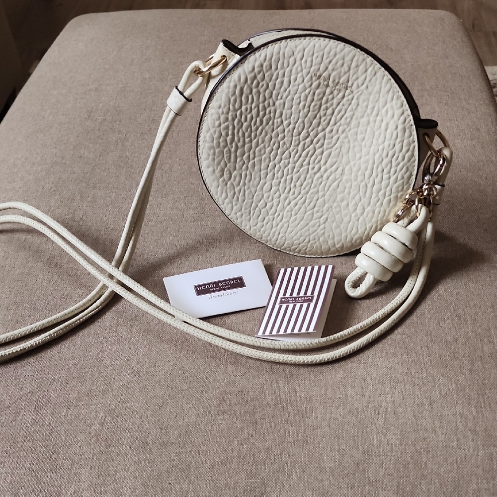 Henri Bendel Cream Textured Crossbody Bag